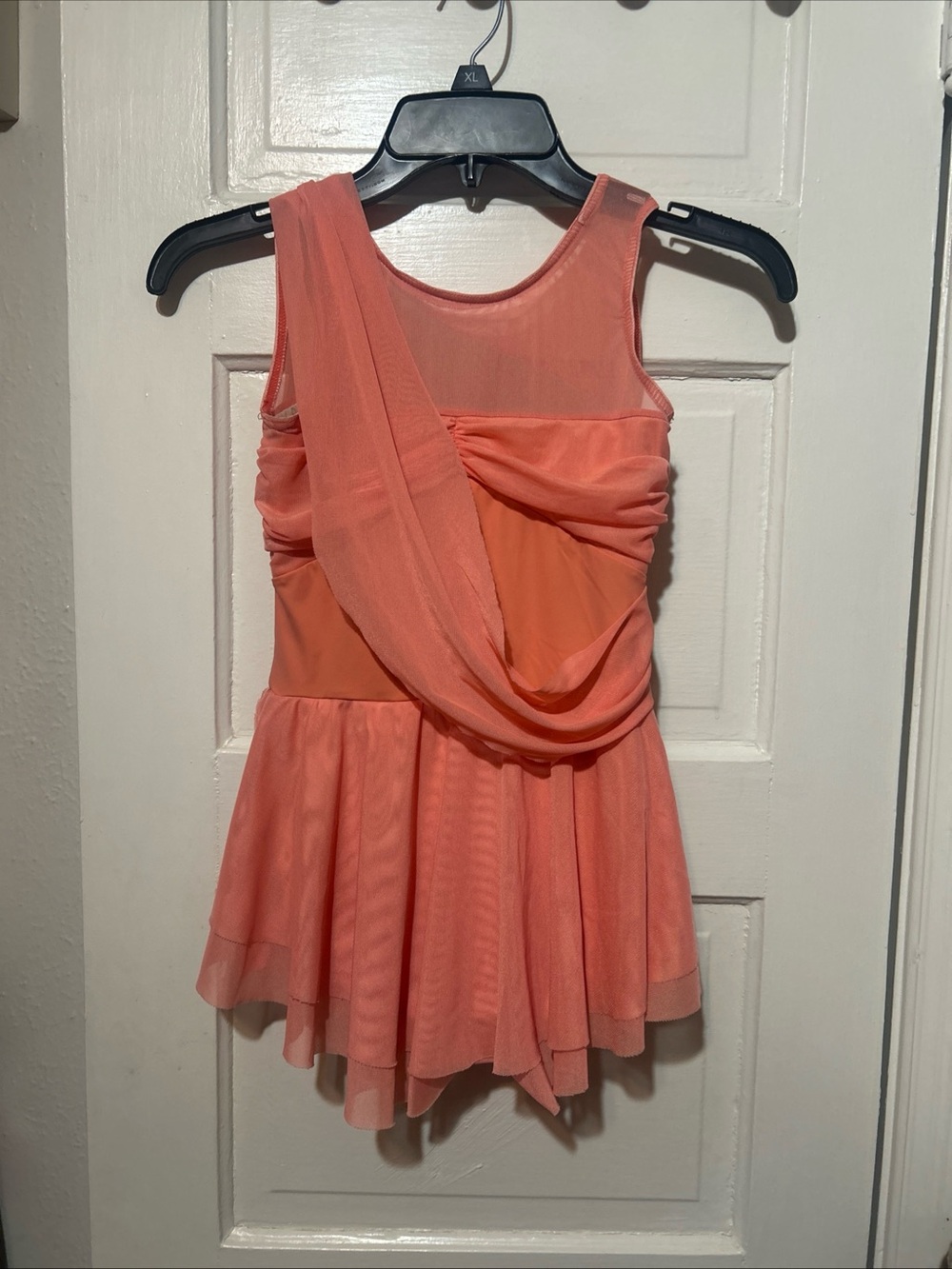 Weissman Coral-Peach Draped One-Shoulder Dance Camisole